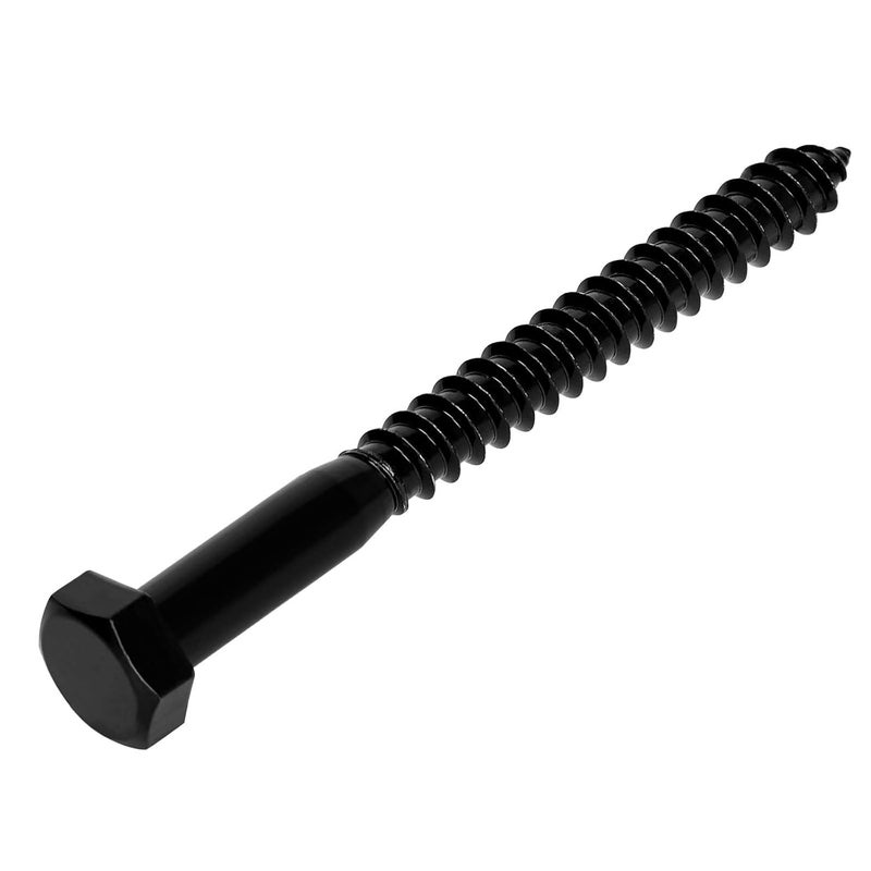 OUSCHR 3/8" x 3-1/2" Stainless Steel Lag Screws Bolts, Heavy Duty External Hex Head Wood Screws, Black Finish, Partial Thread, 10 PCS - Image 1